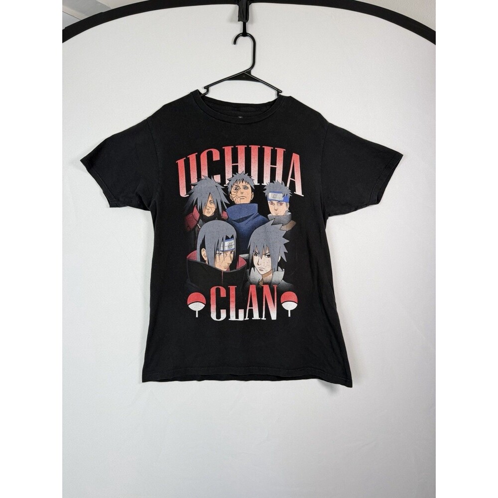 Naruto Shippuden Uchiha Clan Men’s Medium Black Graphic Anime T-Shirt
